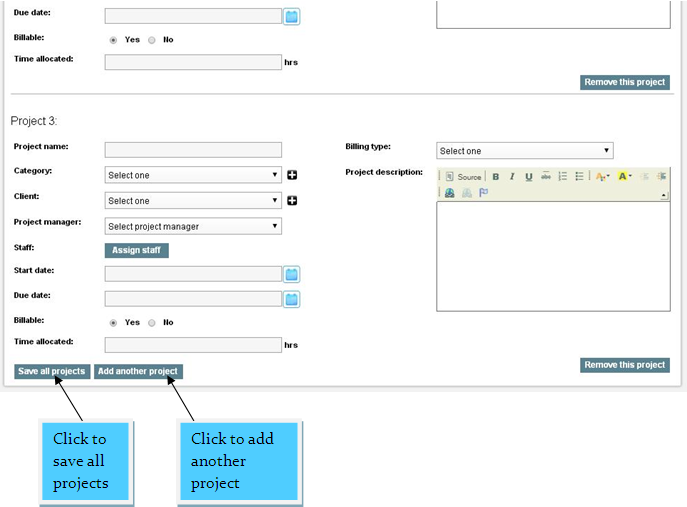 multiple projects in CPMS